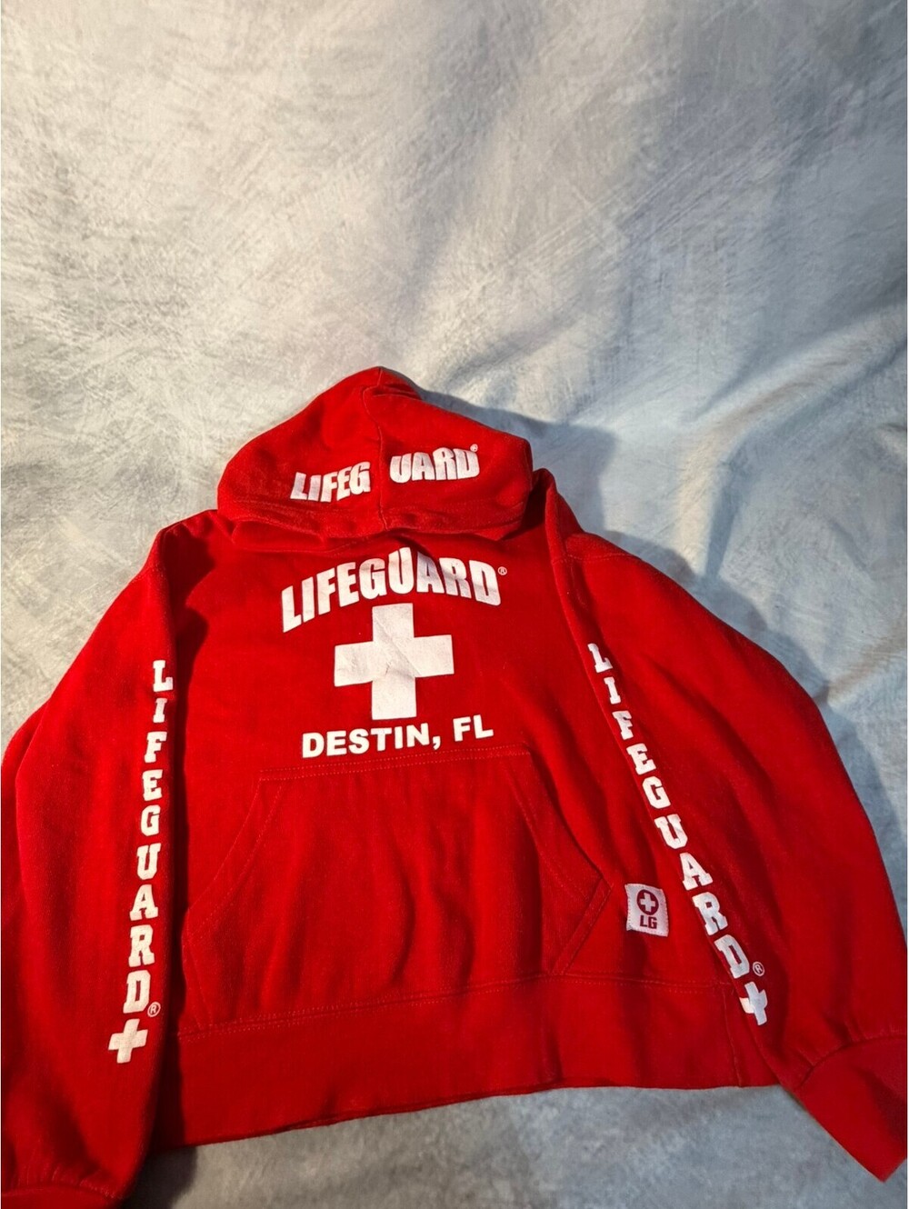 Lifeguard Destin FL Youth Hoodie Red Pullover Sweatshirt Fleece Graphic